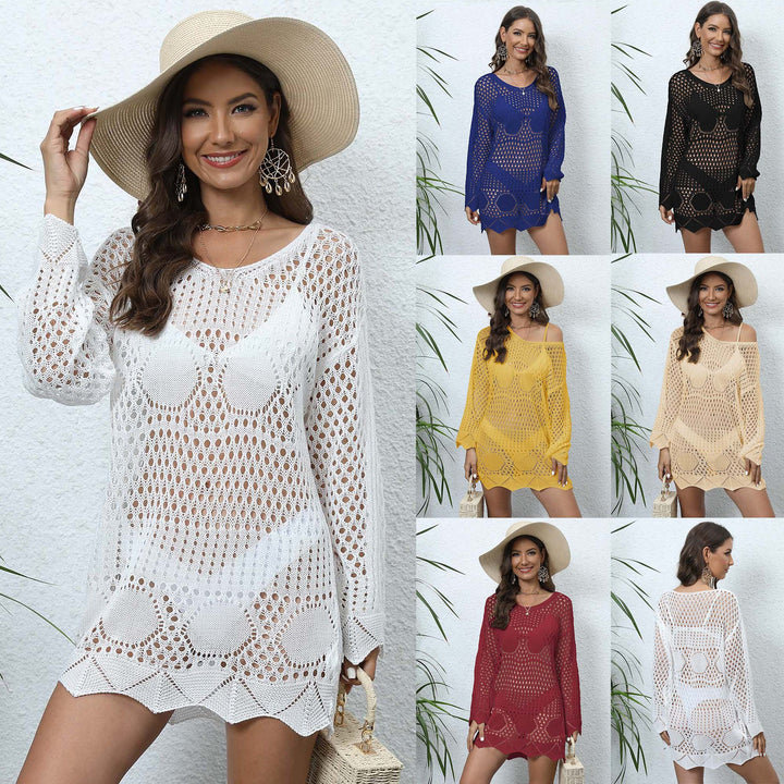 Women transparent crocheted beach cover-up Mune Fashion