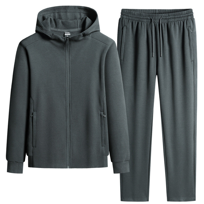 Men's two-piece hooded training set made of French terry with zip-up jacket & tapered joggers Mune Fashion