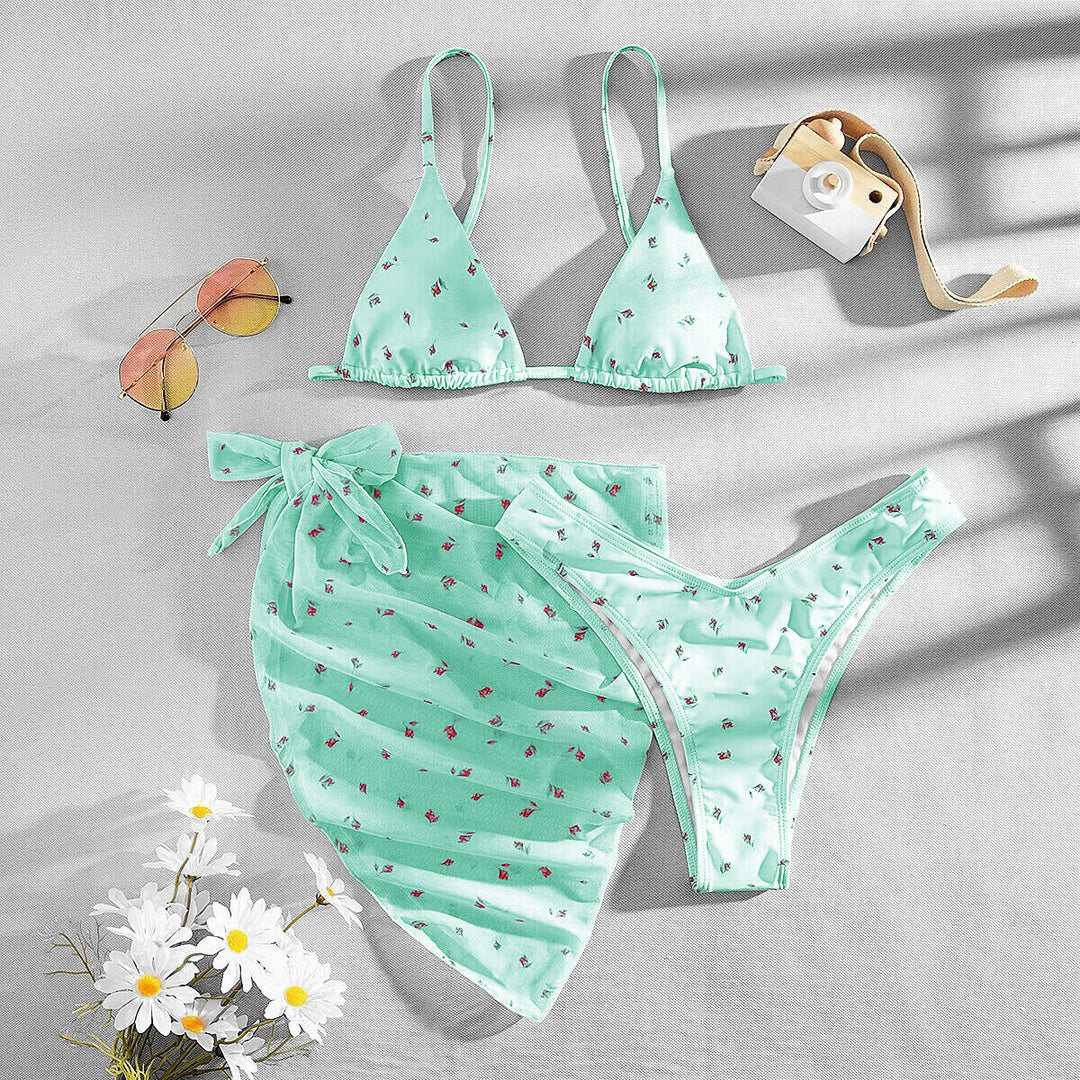 Women's Triangle Bikini with elegant Chiffon Overlay Mune Fashion