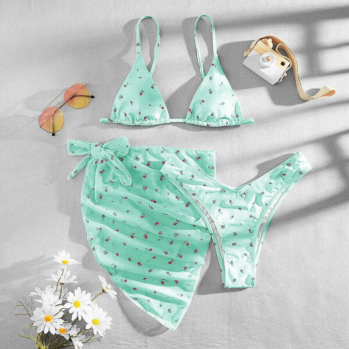 Women's Triangle Bikini with elegant Chiffon Overlay Mune Fashion