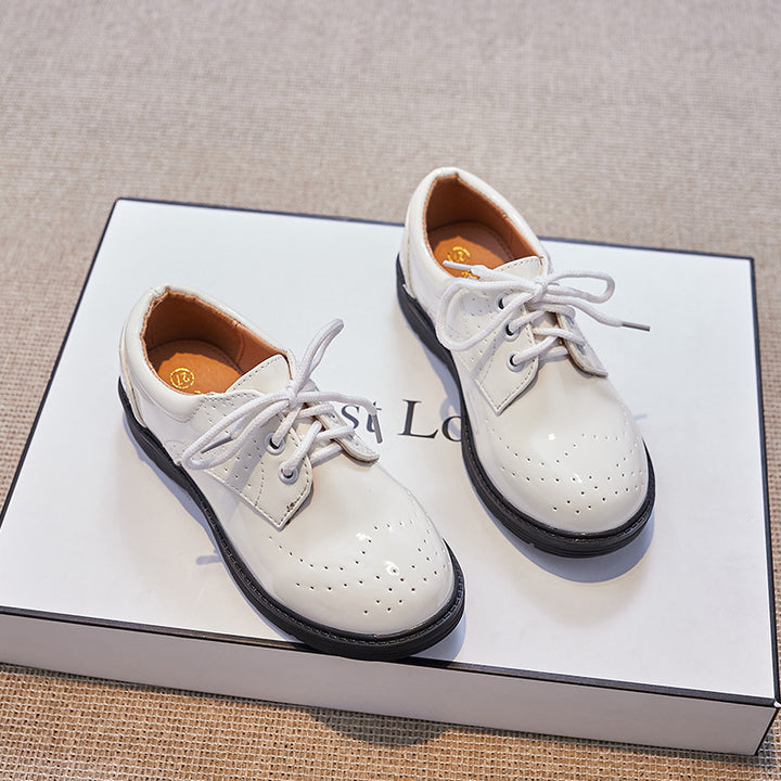 Women's Classic Patent Leather Shoes with Perforated Details Mune Fashion