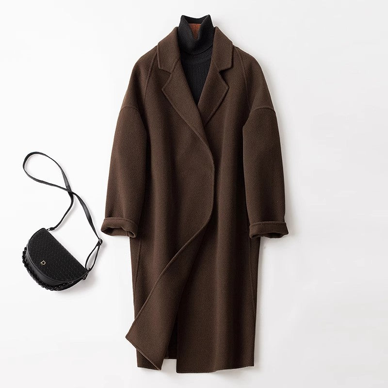 Women's Elegant Wool Coat with Removable Hood Mune Fashion