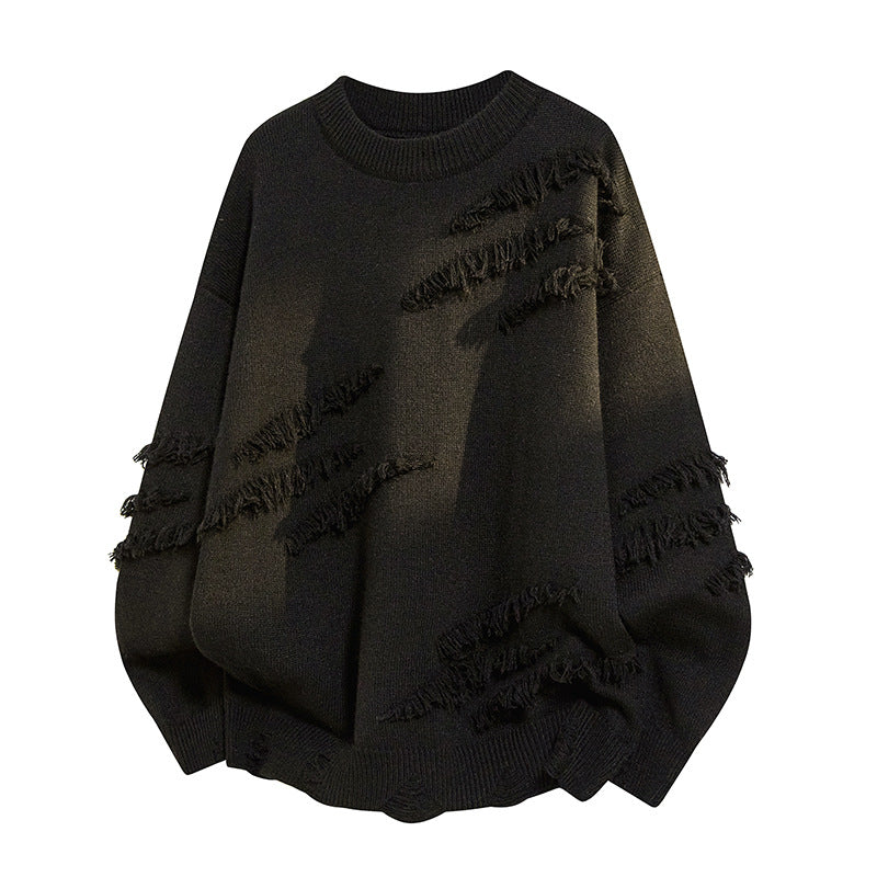Women's Oversized Knitted Sweater with Fringes