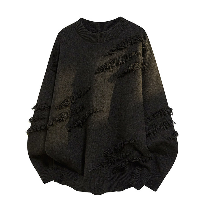 Women's Oversized Knitted Sweater with Fringes