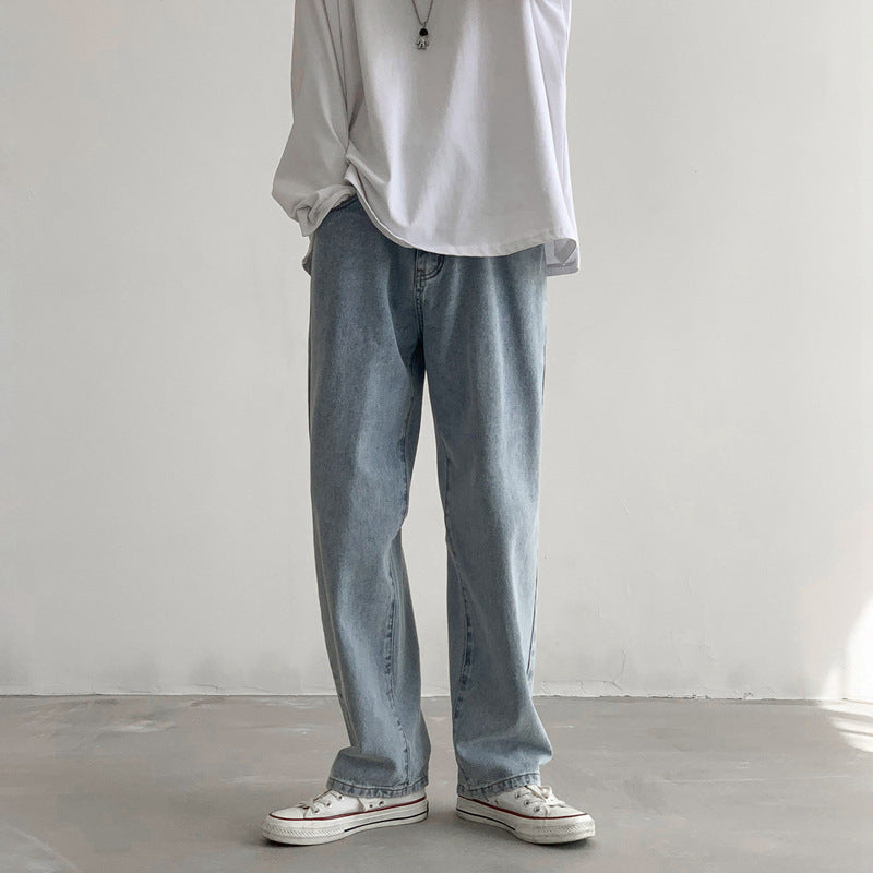 Men's Loose-Fit Straight-Relax Denim Pants with Extended Hem Mune Fashion