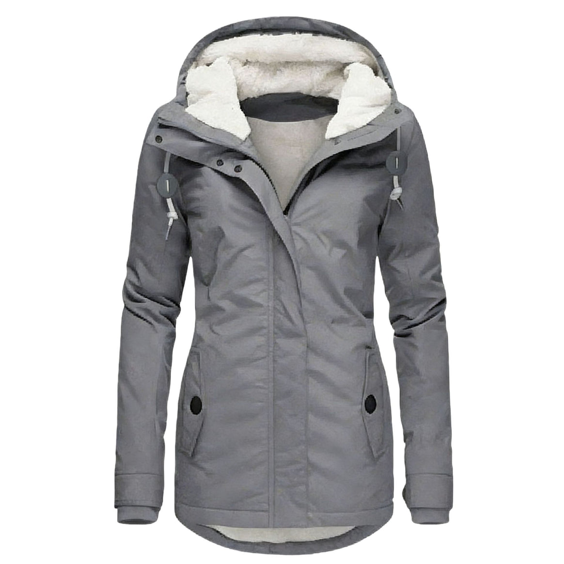 Women's Water-Repellent Parka with Teddy Lining, Hood and Tailored Fit Mune Fashion