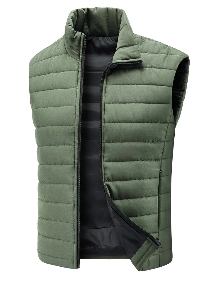 Men's Lightweight Quilted Thermal Vest with Stand-Up Collar and Windproof Insulation Mune Fashion