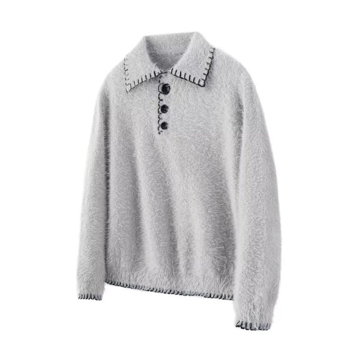 Women's Cozy Chunky Knit Sweater with Polo Collar Mune Fashion
