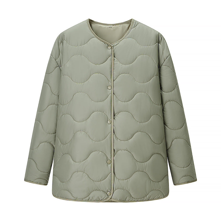 Women’s Longline Padded Jacket with Oversized Silhouette and Snap Button Closure Mune Fashion
