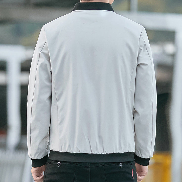 Men's Lightweight Bomber Jacket with Contrast Ribbed Cuffs, Concealed Two-Way Zipper & Utility Pockets Mune Fashion