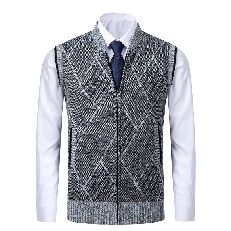 Men's elegant knitted vest with zipper and stand-up collar Mune Fashion