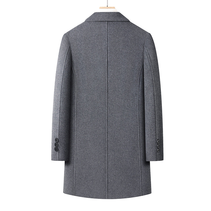 Men's Single-Breasted Wool Overcoat with Classic Lapels Mune Fashion