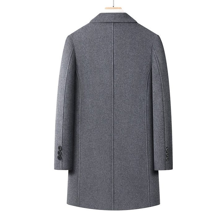 Men's Single-Breasted Wool Overcoat with Classic Lapels Mune Fashion