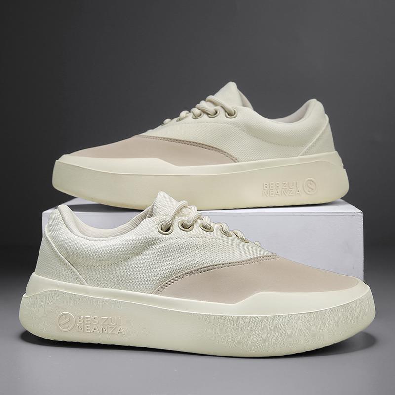 Unisex Minimalist Low-Top Platform Sneaker with seamless canvas textile mix and cushioning EVA platform sole Mune Fashion