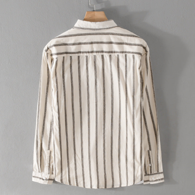 Men's Striped Oversize Shirt made of Cotton Blend with Chest Pocket and Relaxed Fit Mune Fashion