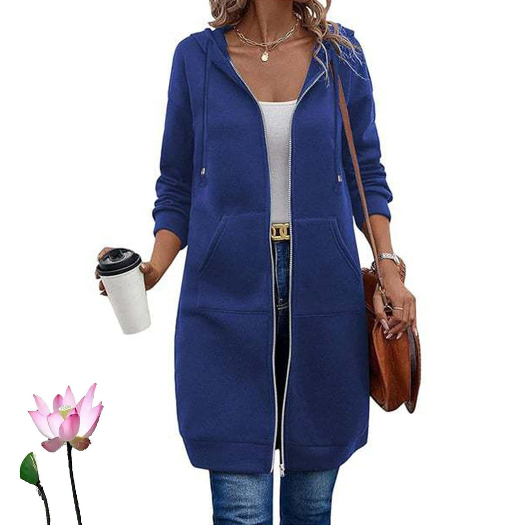 Women's Long Hooded Coat with Pockets