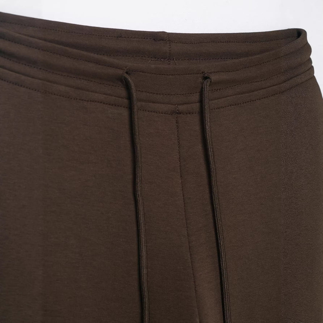 Ladies Highwaist Flared Trousers made of soft Sweat with drawstring Mune Fashion