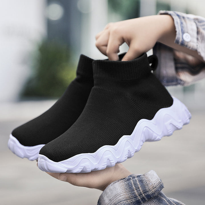 Women's nano elastic knitted sock shoe with ergonomic wave platform sole Mune Fashion