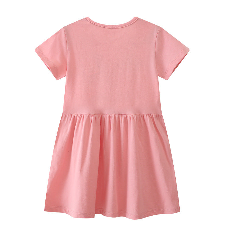 Girls cotton dress with floral design and sparkling appliqués Mune Fashion