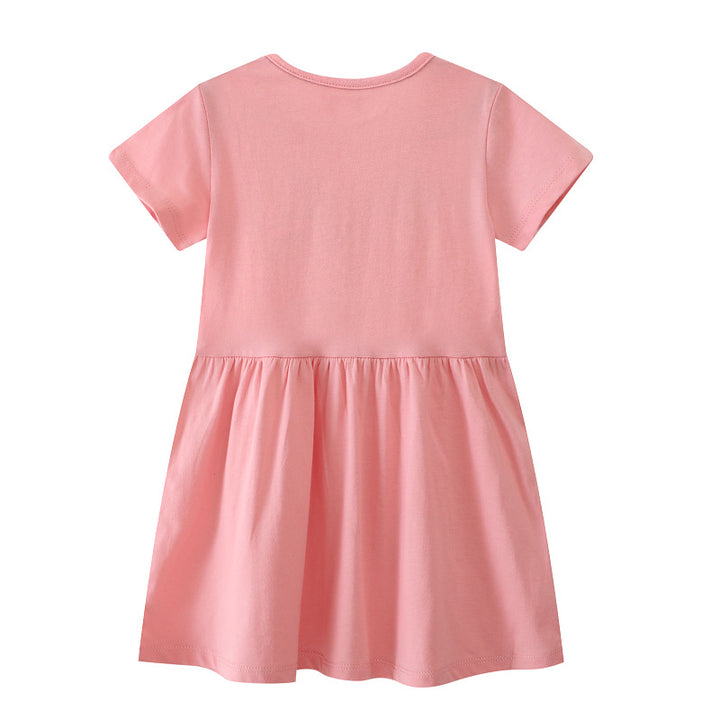 Girls cotton dress with floral design and sparkling appliqués Mune Fashion