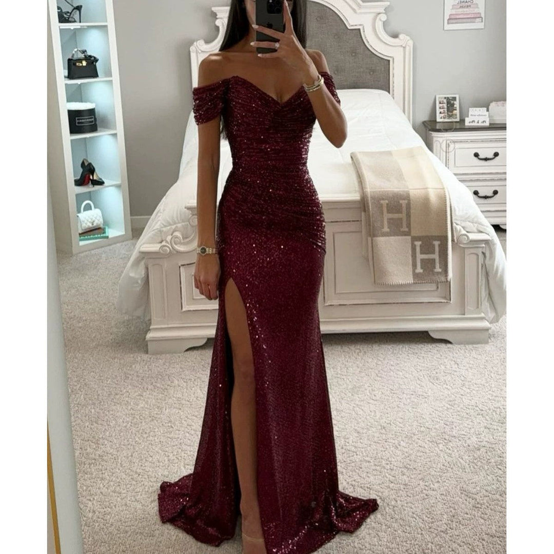 Women's Evening Dress with Shimmering Sequins Mune