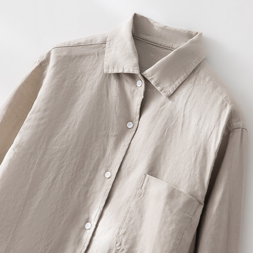 Men's Lightweight Linen Shirt with Chest Pocket and Casual Oversized Cut Mune Fashion