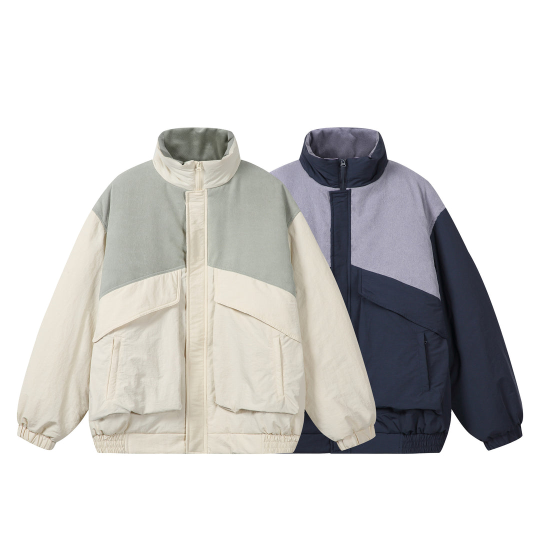 Unisex Boxy Puffer Jacket with high stand-up collar, cord shoulder yoke and large flap pockets Mune Fashion