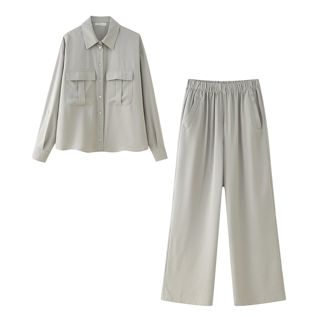 Women's loose comfort pants with high waist, elastic waistband, and side pockets