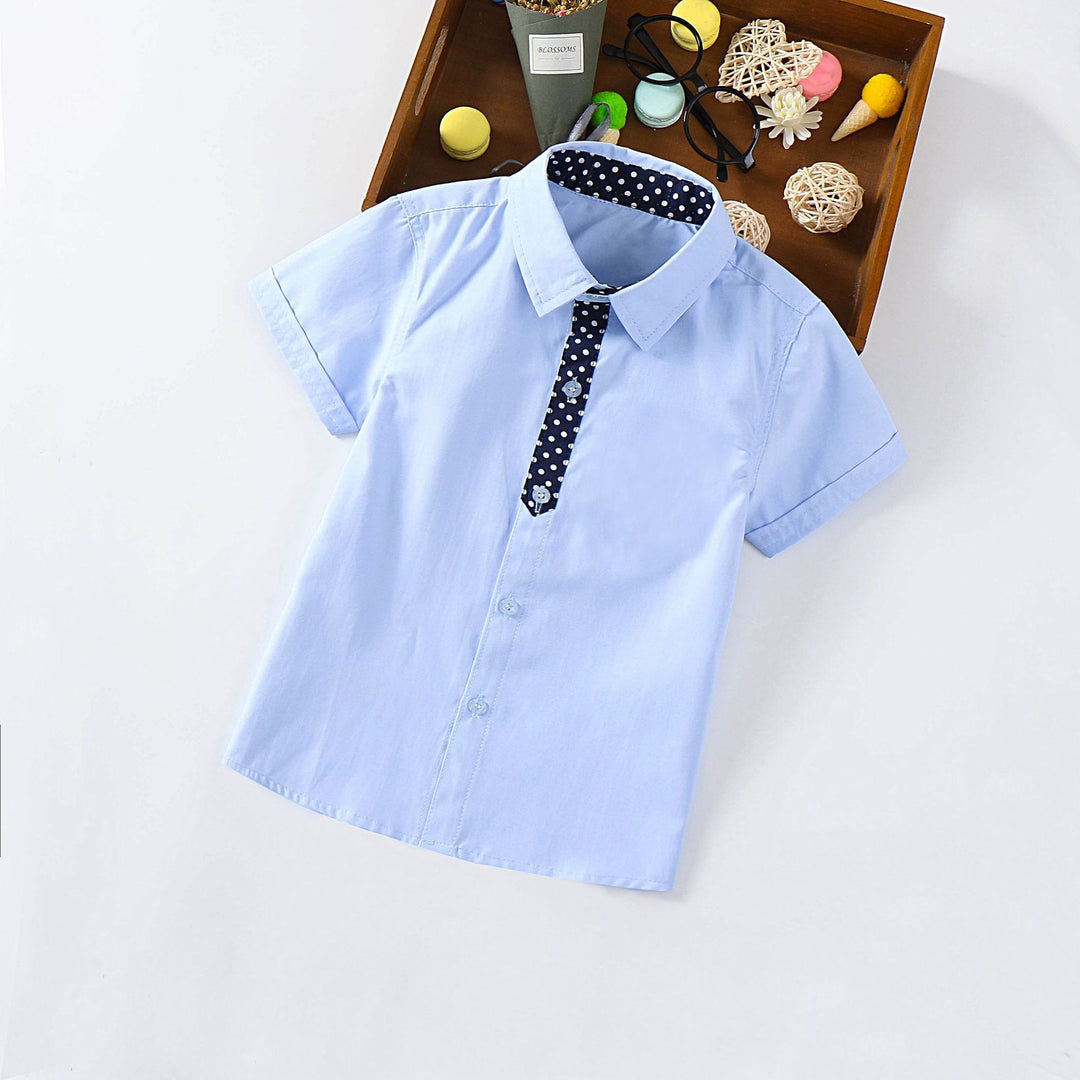 Stylish short-sleeved shirt for boys with playful application Mune Fashion