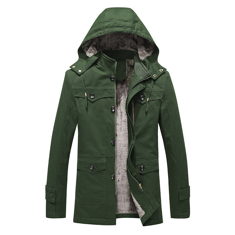 Men's padded canvas parka with fixed hood, cozy teddy inner lining, and multiple pockets Mune Fashion