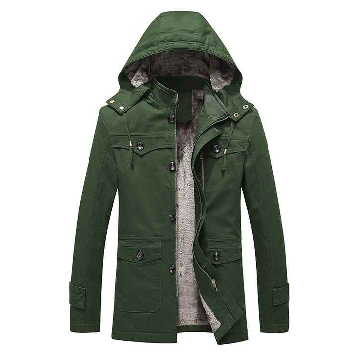 Men's padded canvas parka with fixed hood, cozy teddy inner lining, and multiple pockets Mune Fashion