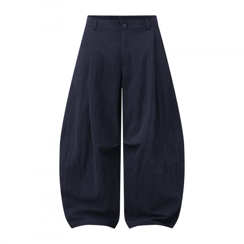 Women Wide Balloon Pants made of Cotton Blend with High Waist and Elastic Back Rubber Mune Fashion