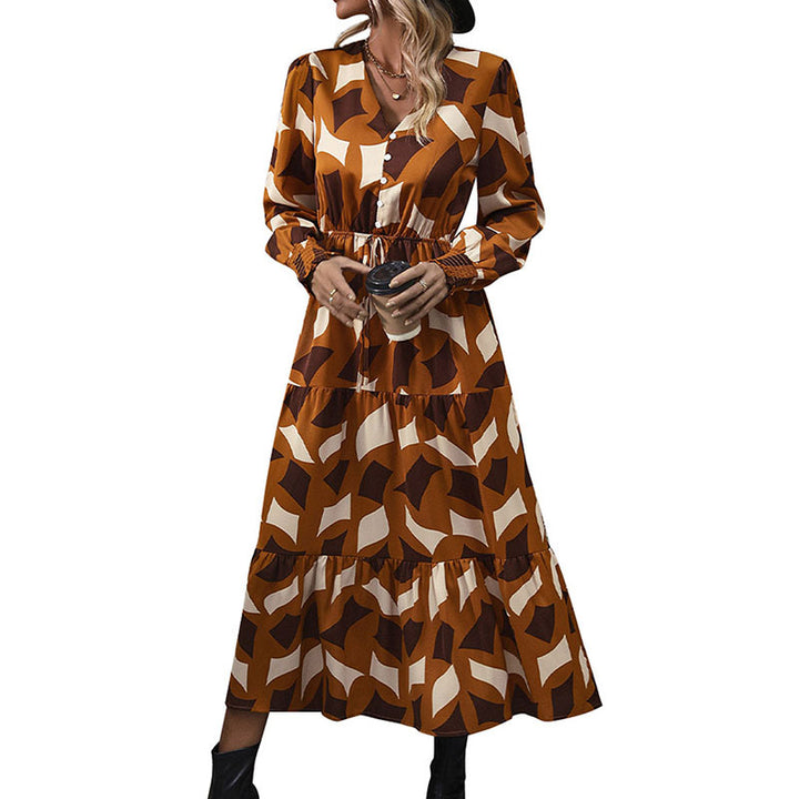 Women's Long Maxi Dress with Ruffle and Button Details Mune Fashion