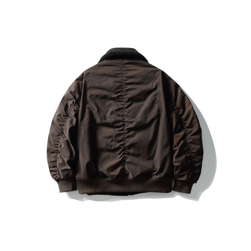 Men's Padded Pilot Bomber with Teddy Collar, Two-way Zipper and Flap Pockets Mune Fashion