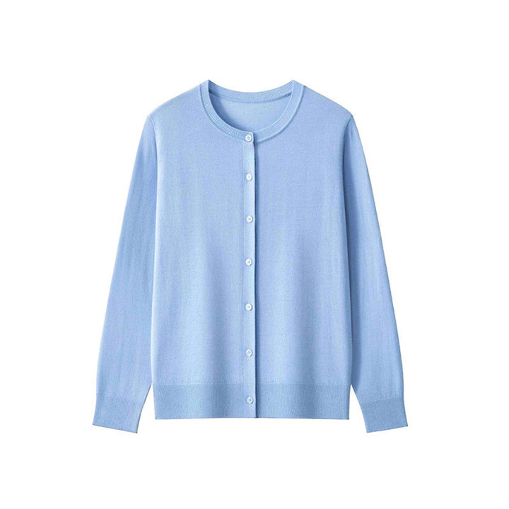 Women's fine knit cardigan with round neckline and button placket Mune Fashion