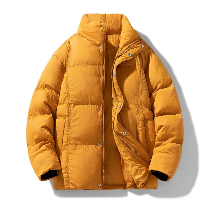 Men's quilted thermally insulated winter jacket with high stand-up collar and concealed snap button placket Mune Fashion