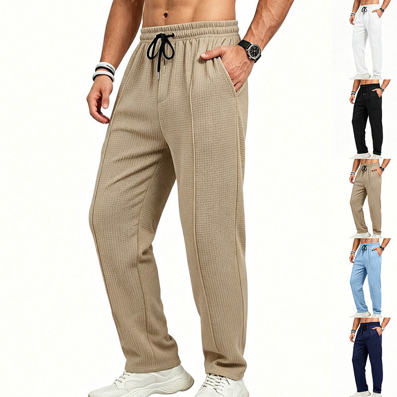 Men's Textured Relax-Fit Jogging Pants with Crease and Drawstring Mune Fashion