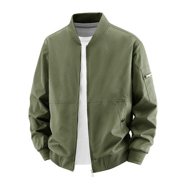 Men's  minimalist zip-front bomber jacket with concealed welt pockets and sleeve utility pocket Mune Fashion