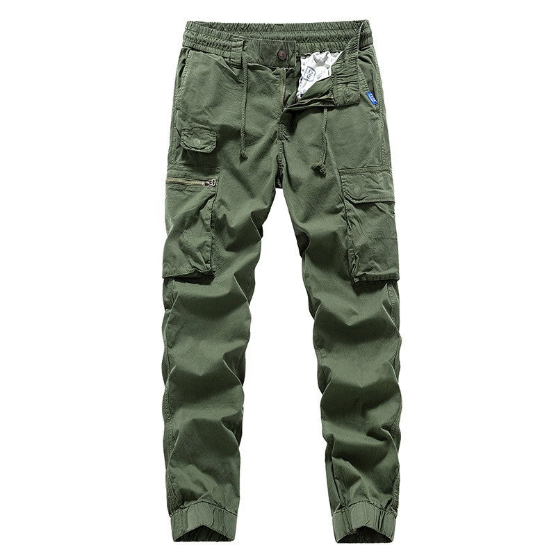 Men's Utility Cargo Jogger made of durable cotton twill with elastic comfort waistband, multiple pockets, and zippered thigh pocket Drune