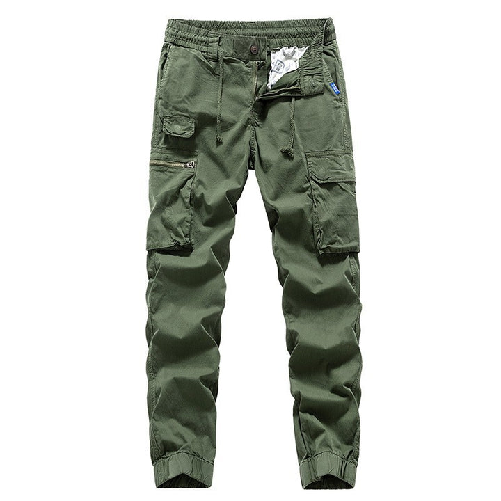 Men's Utility Cargo Jogger made of durable cotton twill with elastic comfort waistband, multiple pockets, and zippered thigh pocket Drune