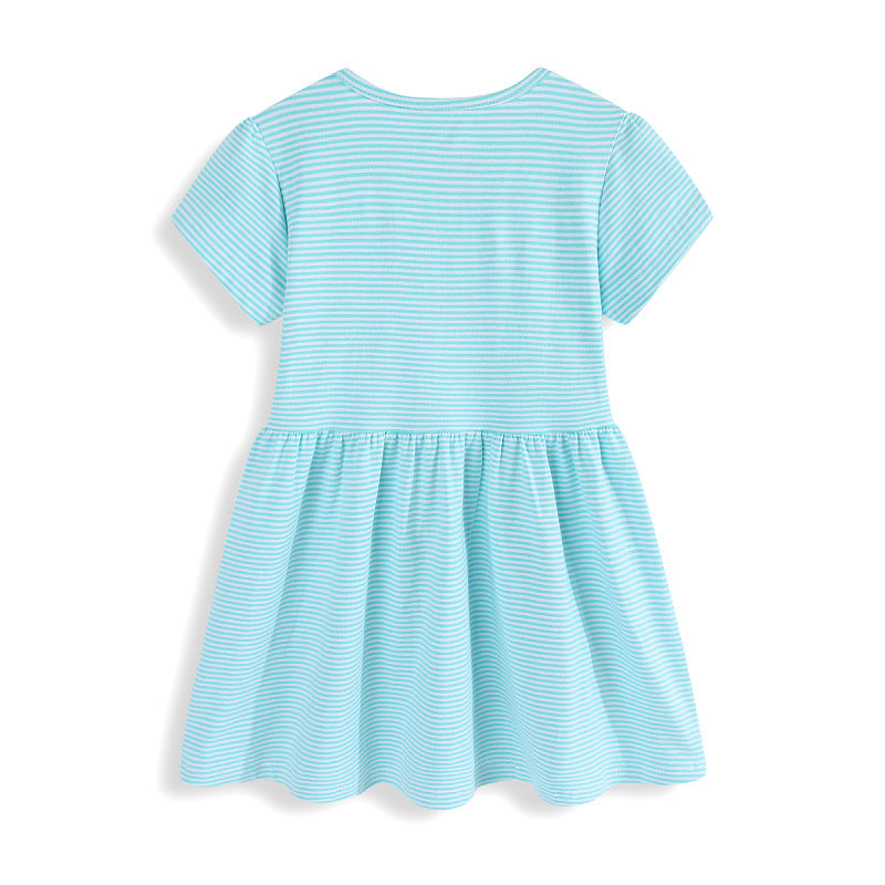 Girls Cotton Dress with Cheerful Giraffe Motif Mune Fashion