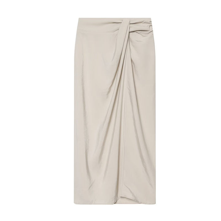 Women's Draped Midi Skirt with Gathering and Wrap Look Mune Fashion