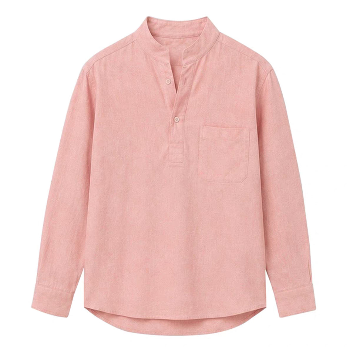 Men's shirt with Mandarin collar, half-button placket, and chest pocket Mune Fashion