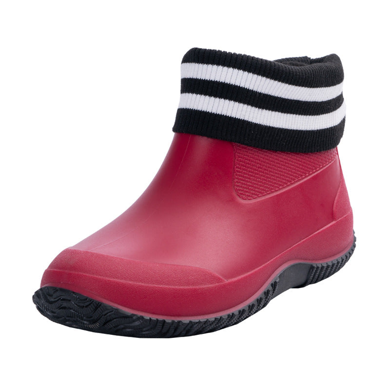 Men's Short Waterproof Rubber Boot with Non-Slip Profile Sole Mune Fashion