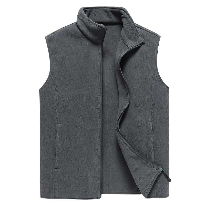 Men's Sleeveless Microfleece Vest with Stand-Up Collar and Concealed Two-Way Zip Mune Fashion