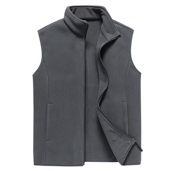 Men's Sleeveless Microfleece Vest with Stand-Up Collar and Concealed Two-Way Zip Mune Fashion