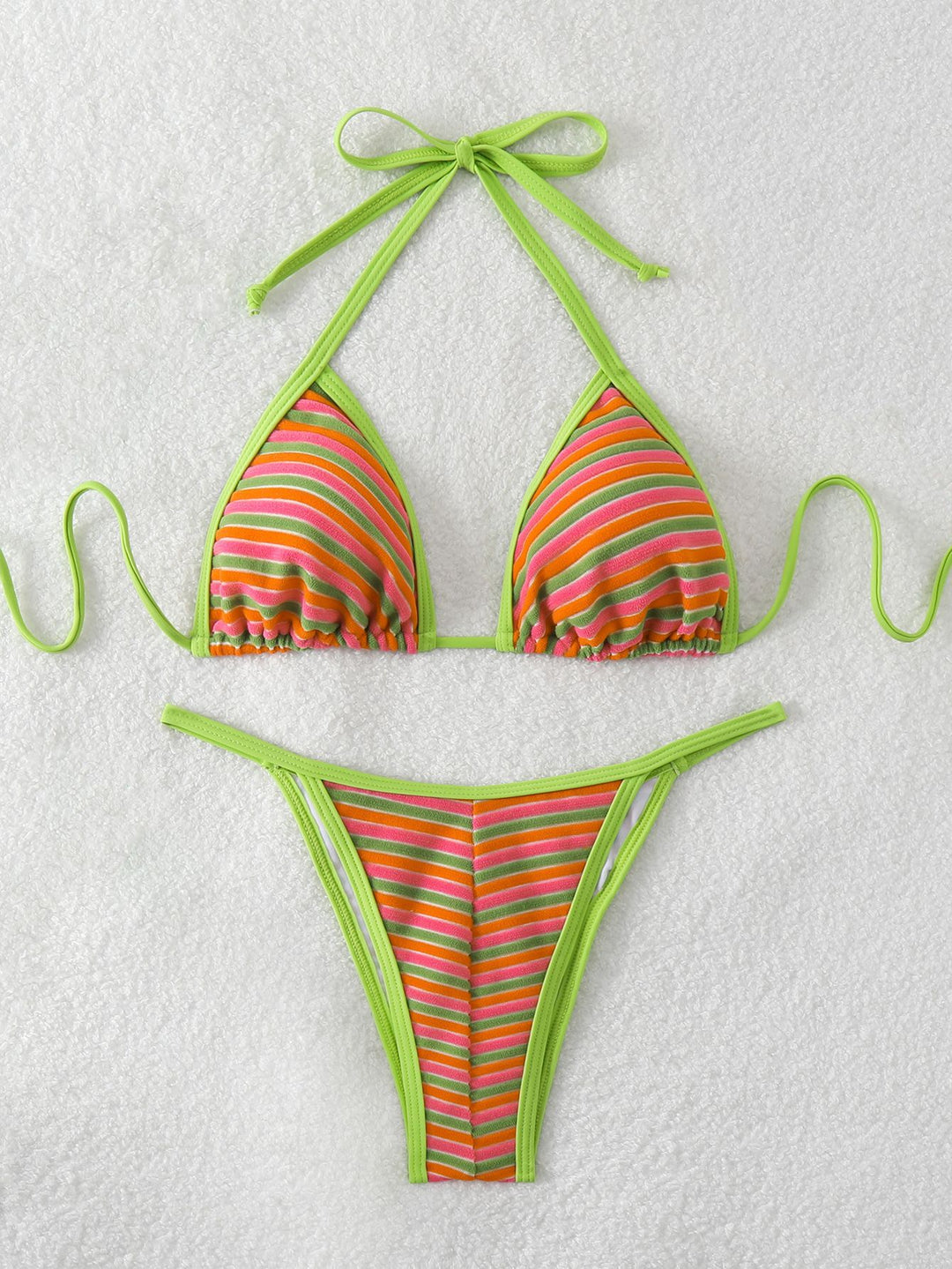 Ladies triangle bikini with brightly colored stripes Mune Fashion