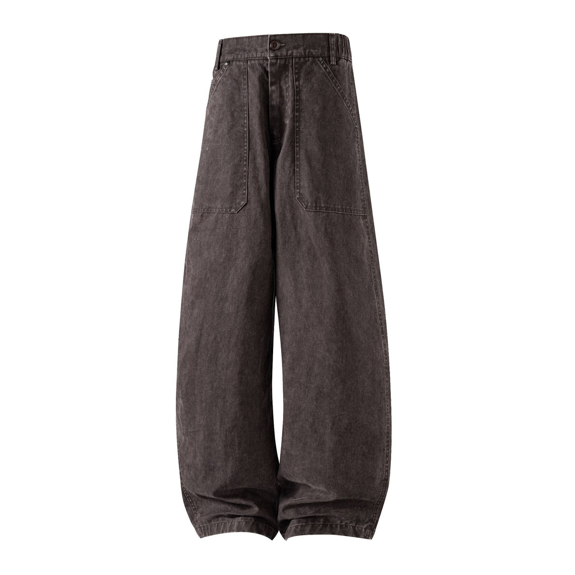 Women's Utility Denim Pants with High Waist, Extra Wide Leg and Patch Pockets Mune Fashion