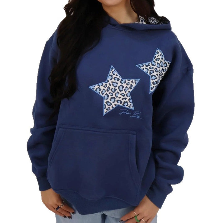 Women nan Oversize hoodie with star appliqués and lined hood Mune Fashion