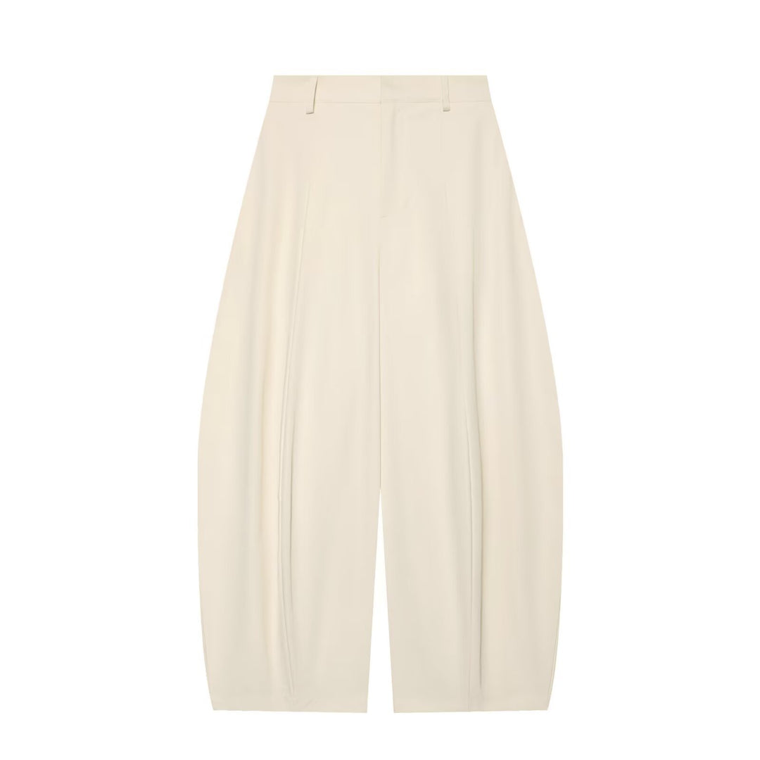 Women's High-Waisted Wide Fabric Trousers with Pleats Mune Fashion